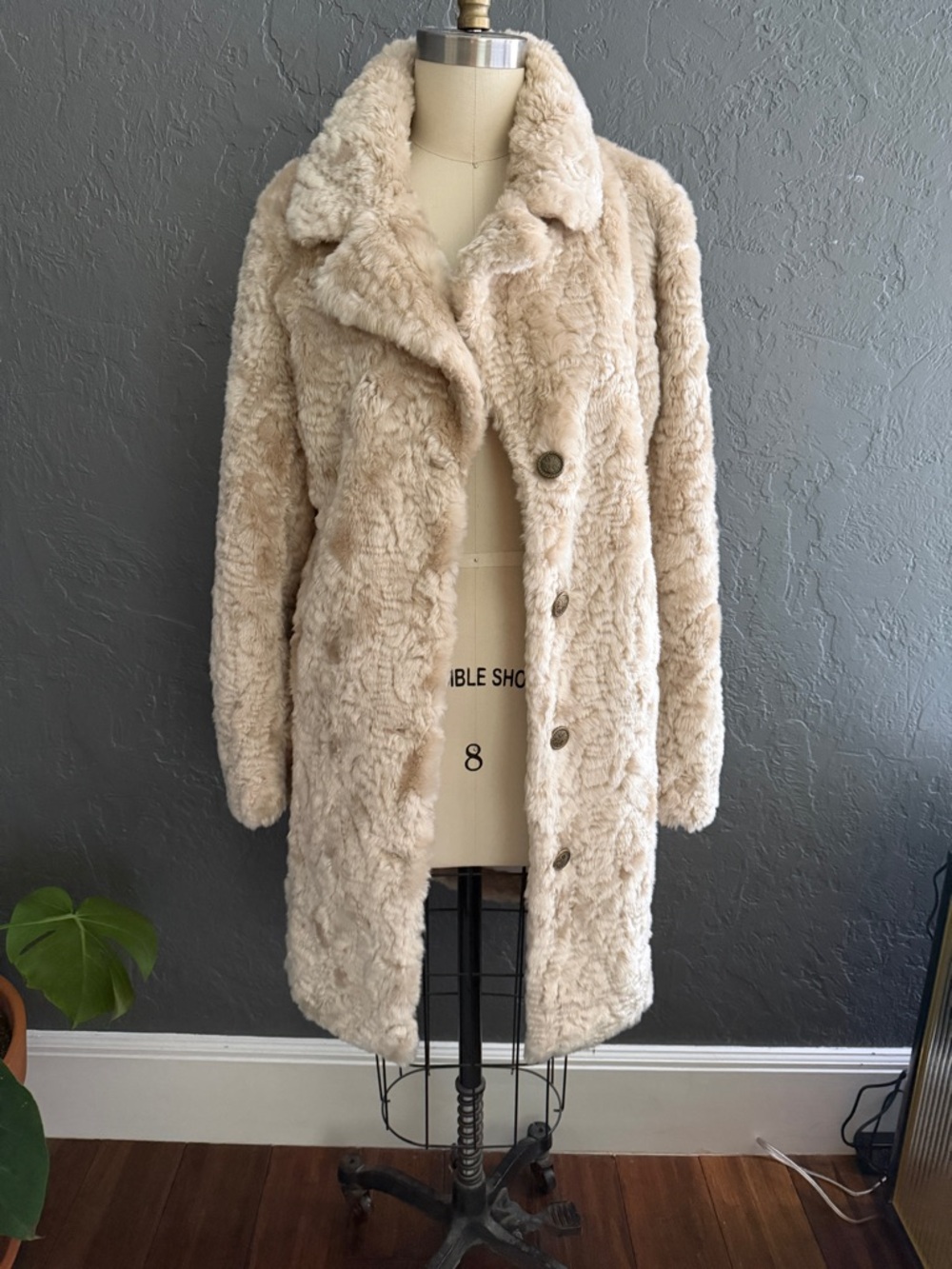 Fabulous Furs Cream Teddy Faux Fur Coat